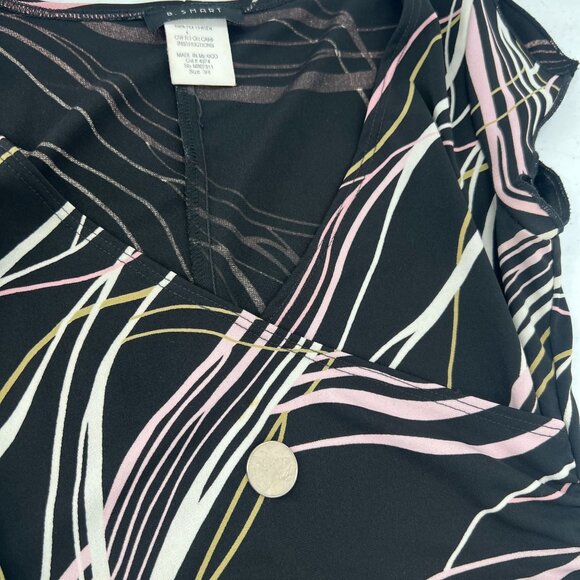 B. Smart Y2K Juniors 3/4 Midi Dress Black Pink Abstract Swirl Bodycon Party - Picture 10 of 13